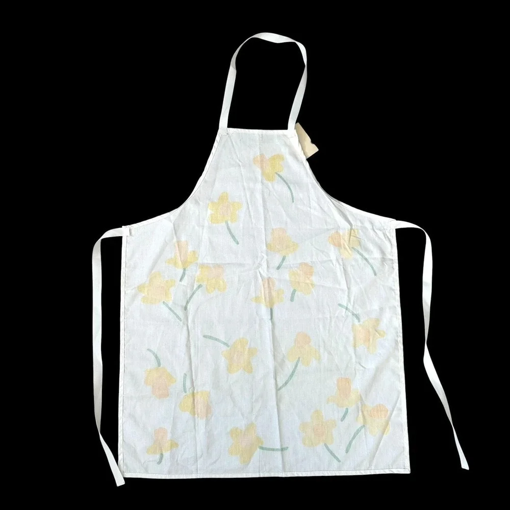 Vintage Marimekko Kitchen Fallani & Cohn Apron Yellow Floral Daffodil White USA